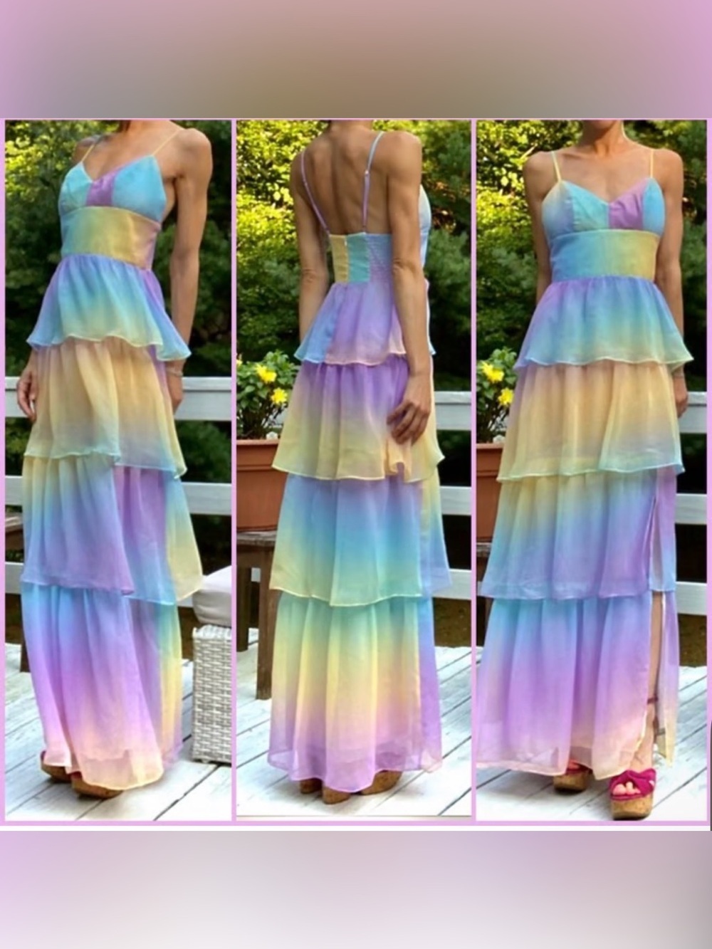 Amanda UPRICHARD Thaddea maxi Pastel Ombre Tiered Maxi Dress